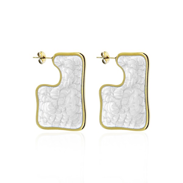 Ατσάλινα σκουλαρίκια ακανόνιστα με πρλέ σμάλτο