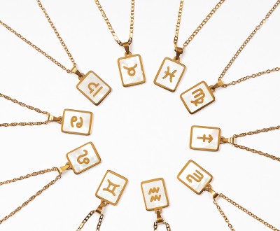 Κολιέ με ατσάλινα στοιχεία ζώδια και ατσάλινες αλυσίδες