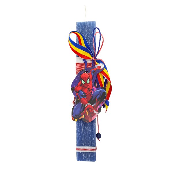 Χειροποίητη λαμπάδα με ξύλινο στοιχείο Spiderman