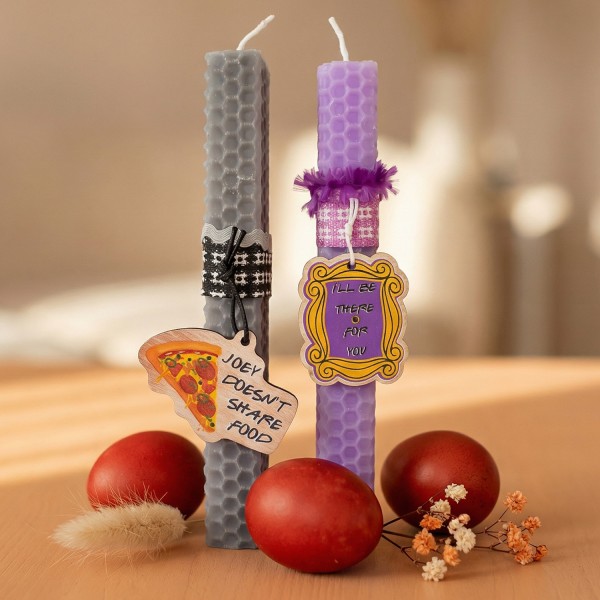 Σετ Χειροποίητη λαμπάδα με ξύλινα στοιχεία Friends