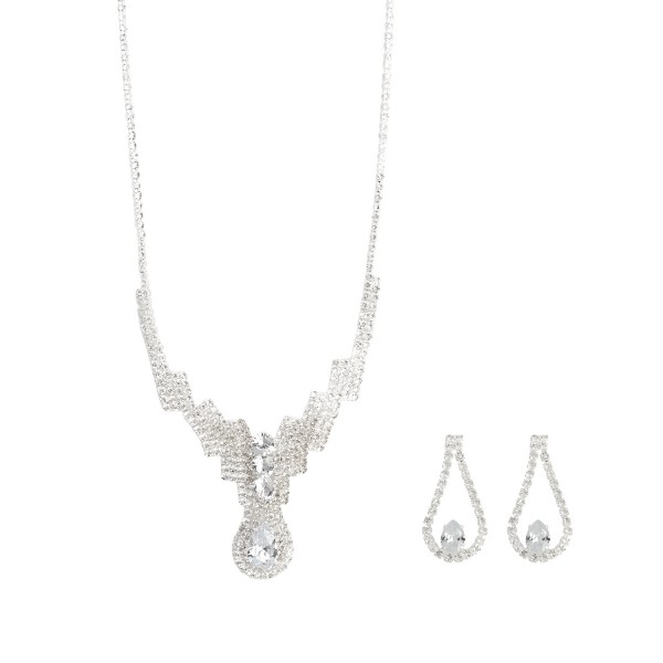 Σετ κολιέ και σκουλαρίκια ορειχάλκινα με στρας