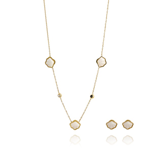 Σετ κολιέ και σκουλαρίκια με ατσάλινη αλυσίδα και σύννεφα