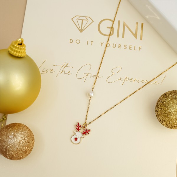 Χειροποίητο κολιέ με ατσάλινη αλυσίδα και τάρανδο