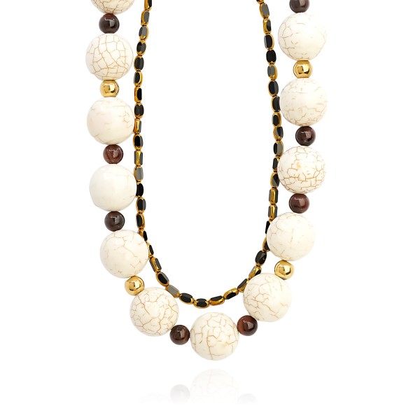 Χειροποίητο διπλό κολιέ με χαολίτη και κρύσταλλα