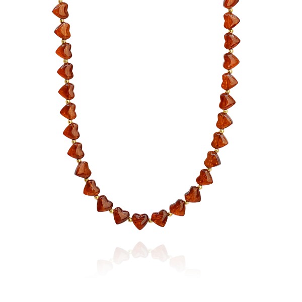 Χειροποίητο κολιέ με γυάλινες καρδιές