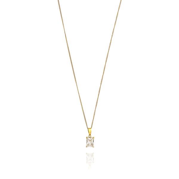 Χειροποίητο κολιέ με ατσάλινη αλυσίδα και κρύσταλλο