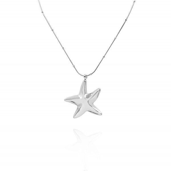 Κολιέ με ατσάλινη αλυσίδα και αστερία