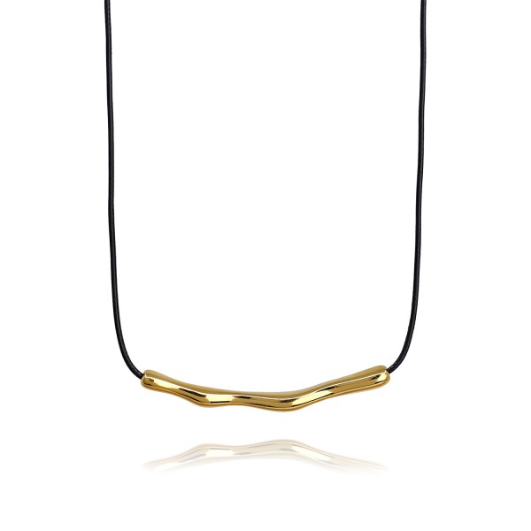 Κολιέ με ατσάλινο στοιχείο και κορδόνι από δερματίνη