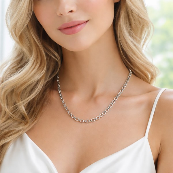 Κολιέ με ατσάλινη αλυσίδα με στριφτό κρίκο
