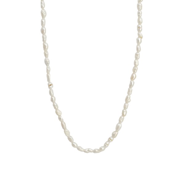 Κολιέ με ατσάλινα εξαρτήματα και μαργαριτάρια