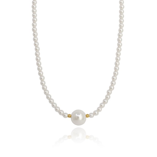 Κολιέ με ατσάλινα εξαρτήματα και πέρλες