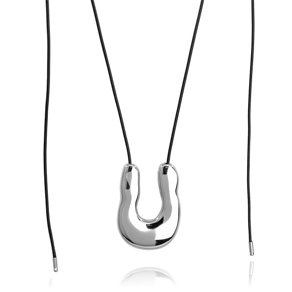 Κολιέ με δερματίνη και πέταλο και σιλικόνη