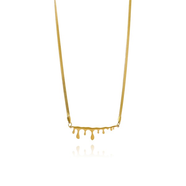 Κολιέ με ατσάλινη αλυσίδα και στοιχείο melted