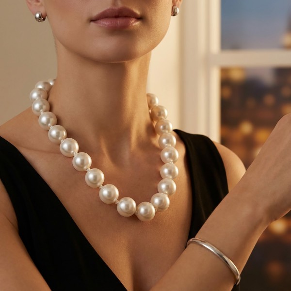 Κολιέ με ατσάλινα εξαρτήματα και ακρυλικές χάνδρες