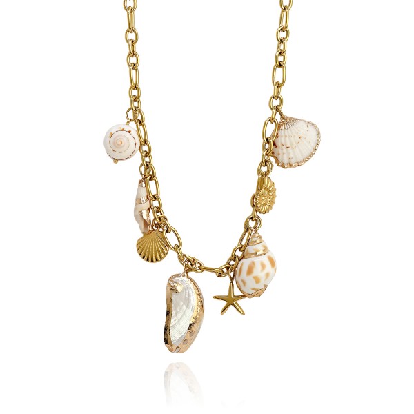 Κολιέ με ατσάλινη αλυσίδα και θαλασσινά charms