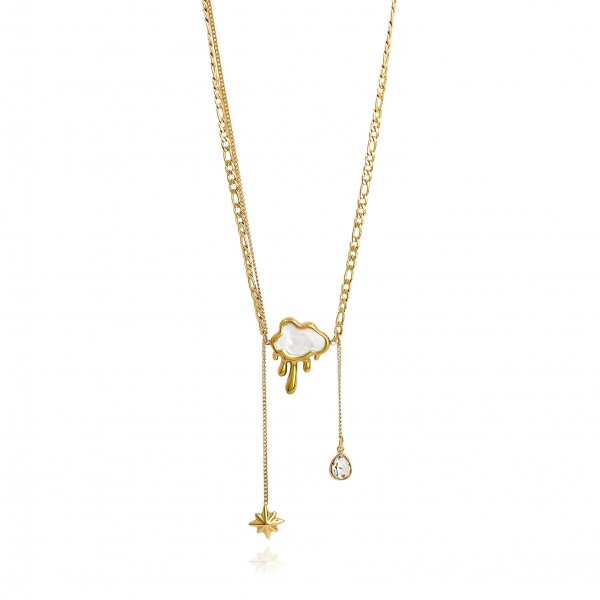 Κολιέ διπλό με ατσάλινες αλυσίδες και σύννεφο