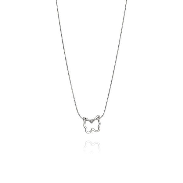 Κολιέ με ατσάλινη αλυσίδα και πεταλούδα