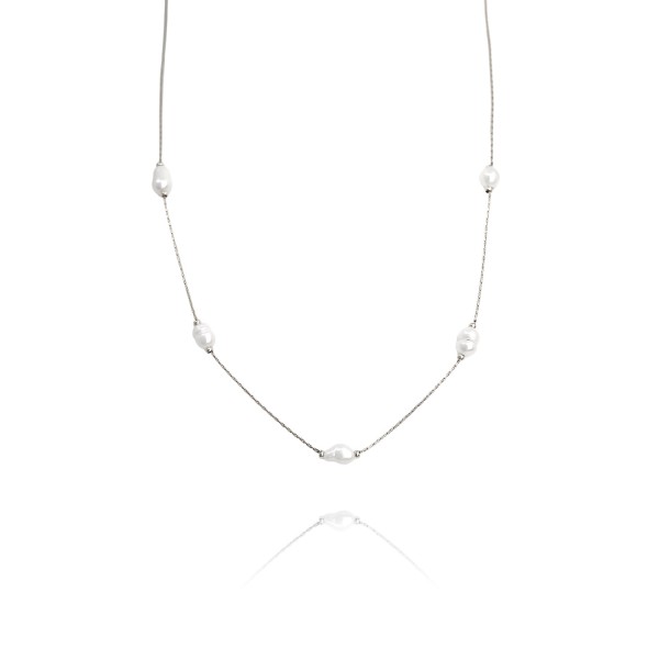 Κολιέ ροζάριο με ατσάλινη αλυσίδα και ακρυλικά στοιχεία