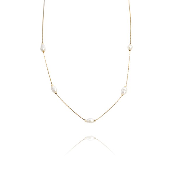 Κολιέ ροζάριο με ατσάλινη αλυσίδα και ακρυλικά στοιχεία