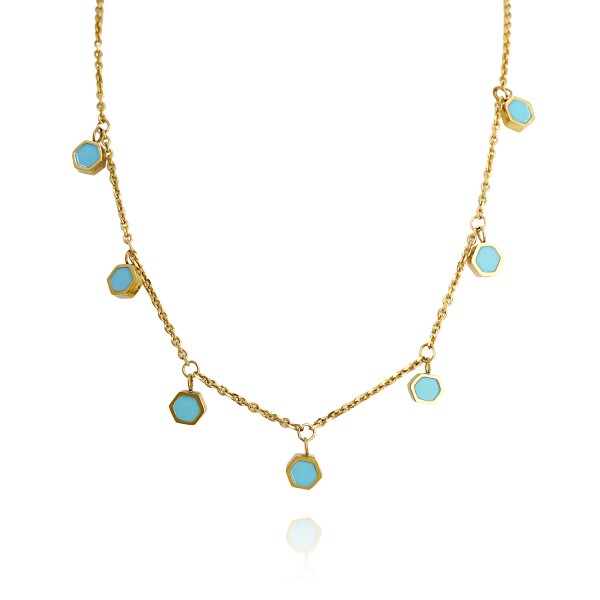 Κολιέ με ατσάλινη αλυσίδα και ακρυλικά στοιχεία