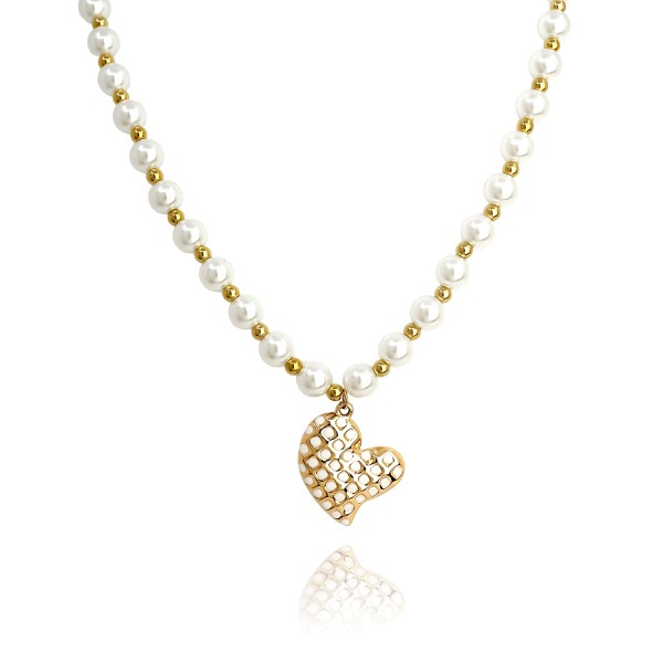 Κολιέ με πέρλες και ατσάλινα στοιχεία