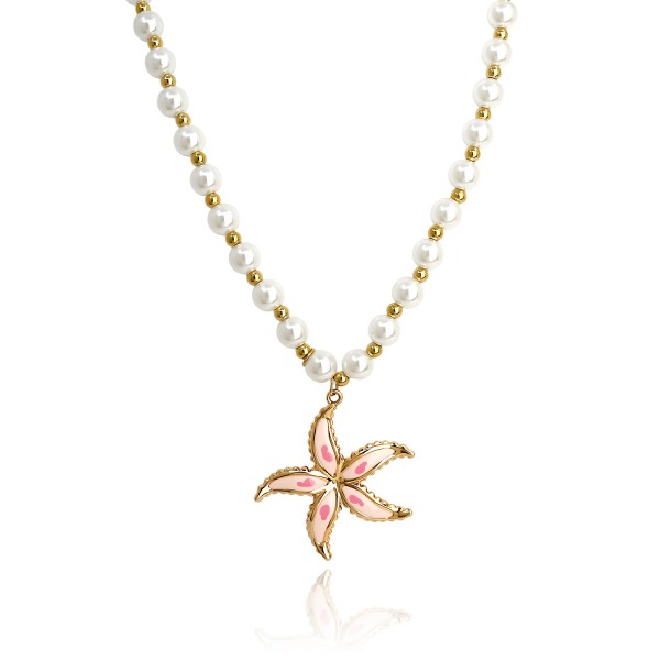 Κολιέ με πέρλες και ατσάλινα στοιχεία