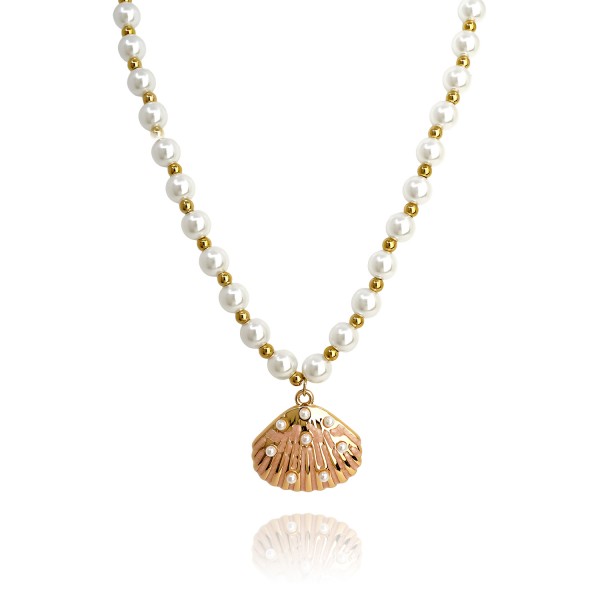 Κολιέ με πέρλες και ατσάλινα στοιχεία