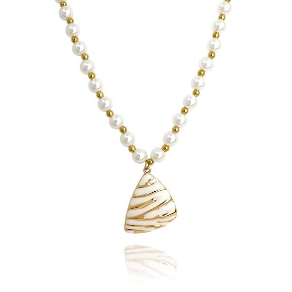 Κολιέ με πέρλες και ατσάλινα στοιχεία