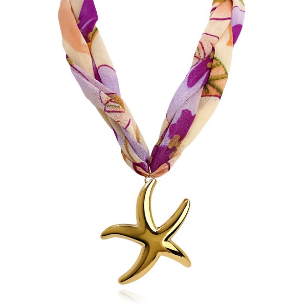 Κολιέ με ατσάλινο αστερία και ύφασμα