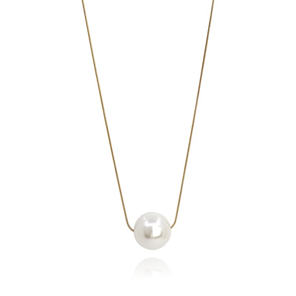Κολιέ με ατσάλινη αλυσίδα και πέρλα