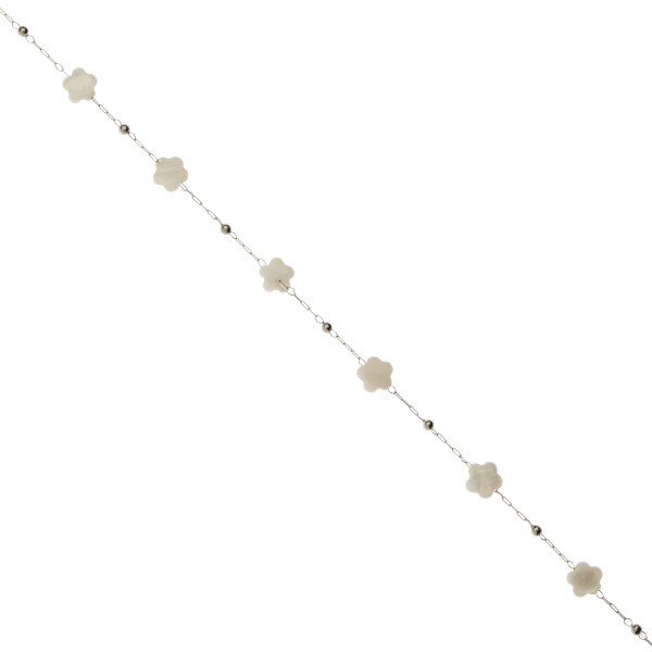 Ατσάλινη αλυσίδα ροζάριο με λουλουδάκια