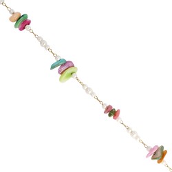 Ατσάλινη αλυσίδα ροζάριο με πέρλες και φίλντισι