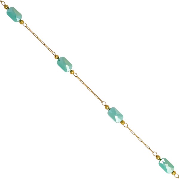 Ατσάλινη αλυσίδα ροζάριο με παραλληλόγραμμα κρύσταλλα