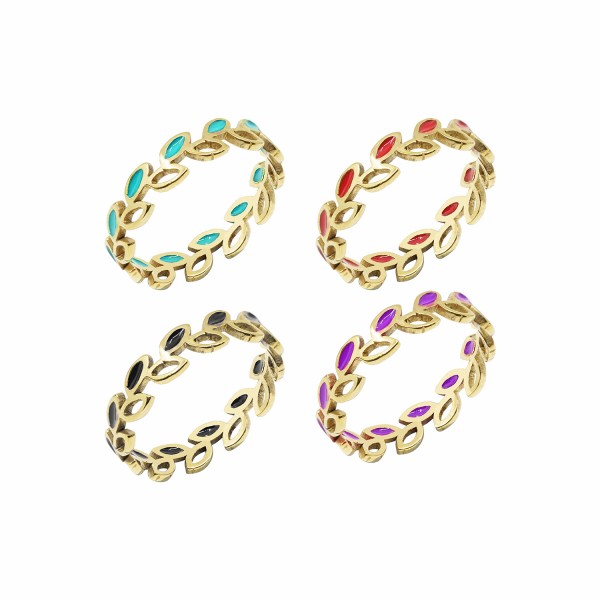 Ατσάλινο δαχτυλίδι με φύλλα