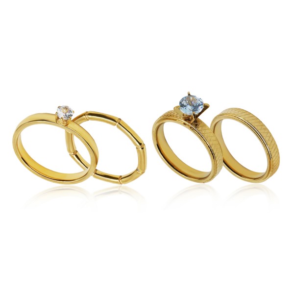 Ατσάλινο διπλό δαχτυλίδι με κρύσταλλο