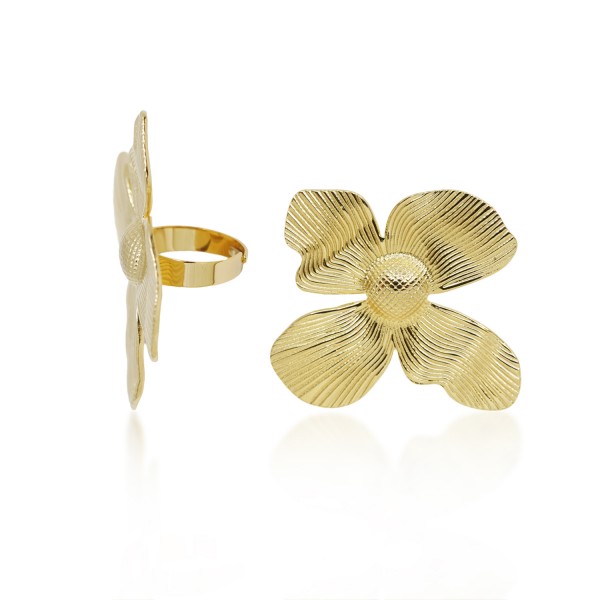 Ατσάλινο δαχτυλίδι με λουλούδι