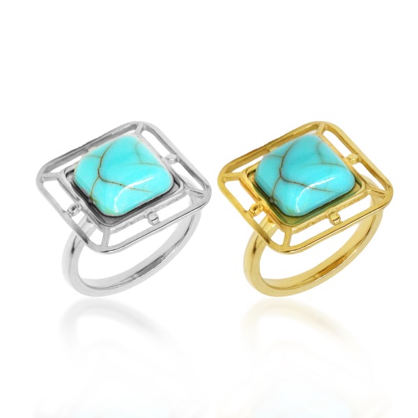 Ατσάλινο δαχτυλίδι με χαολίτη