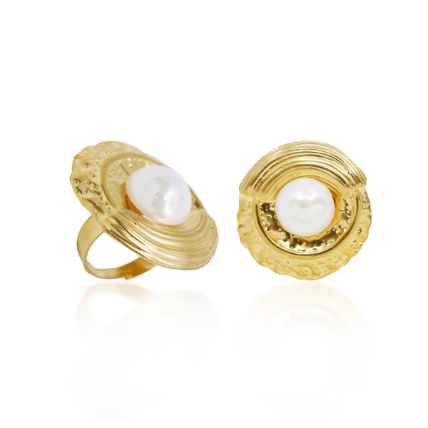 Ατσάλινο δαχτυλίδι με πέρλα