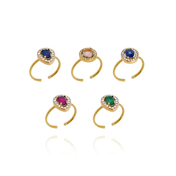 Ατσάλινο δαχτυλίδι με κρύσταλλο και στρας