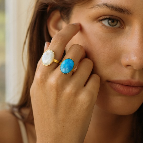 Ατσάλινο δαχτυλίδι με marble effect