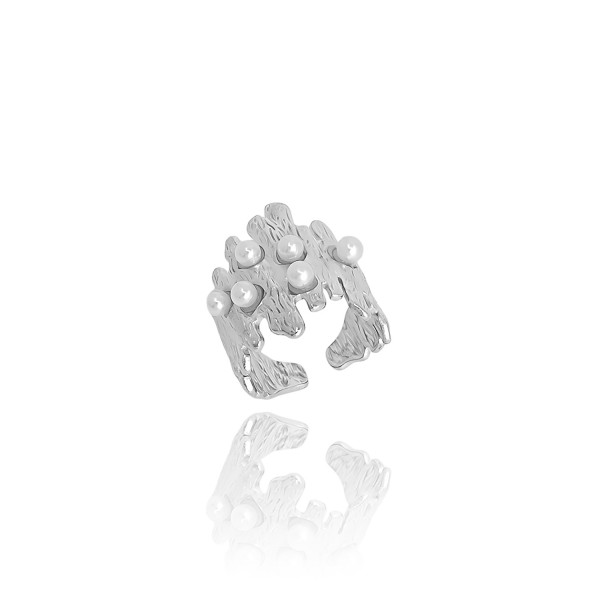 Ατσάλινο δαχτυλίδι με πέρλες