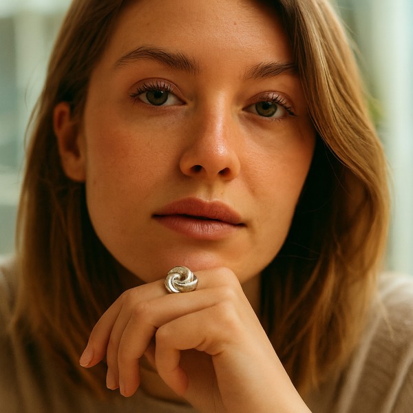 Ατσάλινο δαχτυλίδι με λουλούδι