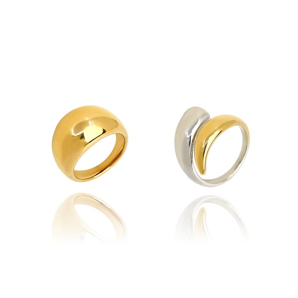 Ατσάλινο δαχτυλίδι πομπέ και δίχρωμο