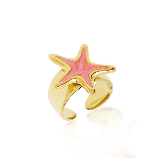 Ατσάλινο δαχτυλίδι με αστερία με σμάλτο