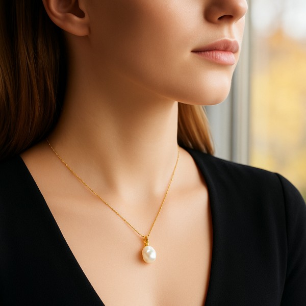 Ασήμι 925 κολιέ με δάκρυ μαργαριτάρι