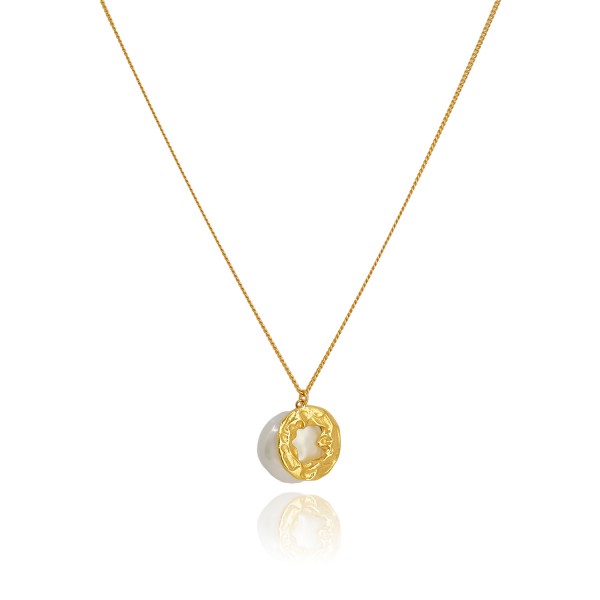 Ασήμι 925 κολιέ με στοιχείο και μαργαριτάρι