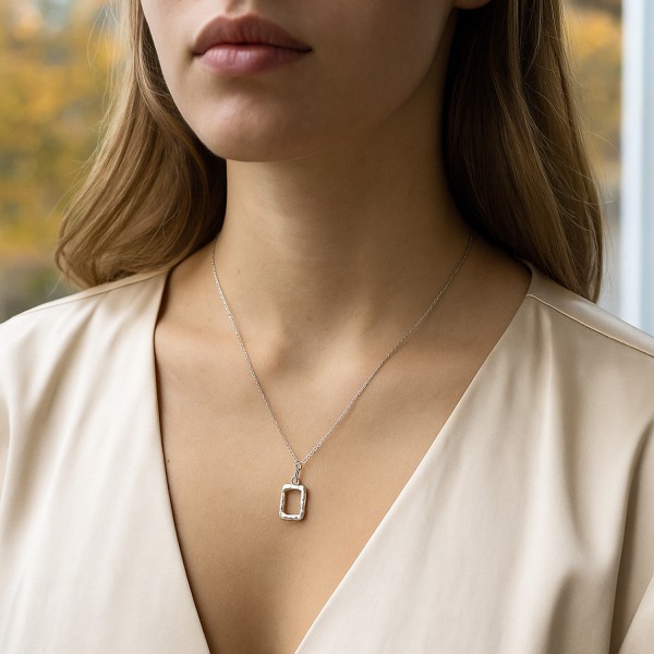 Ασήμι 925 κολιέ με παραλληλογραμμο