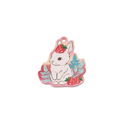 Ξύλινο στοιχείο λαγουδάκι με φράουλες