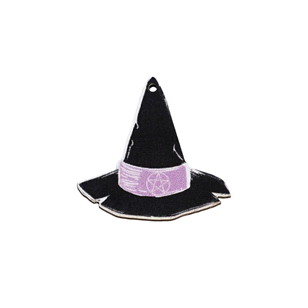 Ξύλινο στοιχείο καπέλο μάγισας Halloween - κρεμαστό