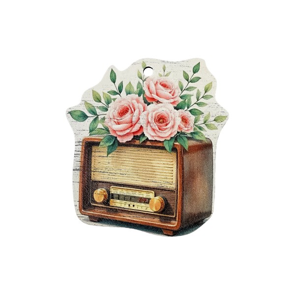 Ξύλινο στοιχείο ραδιόφωνο με λουλούδια